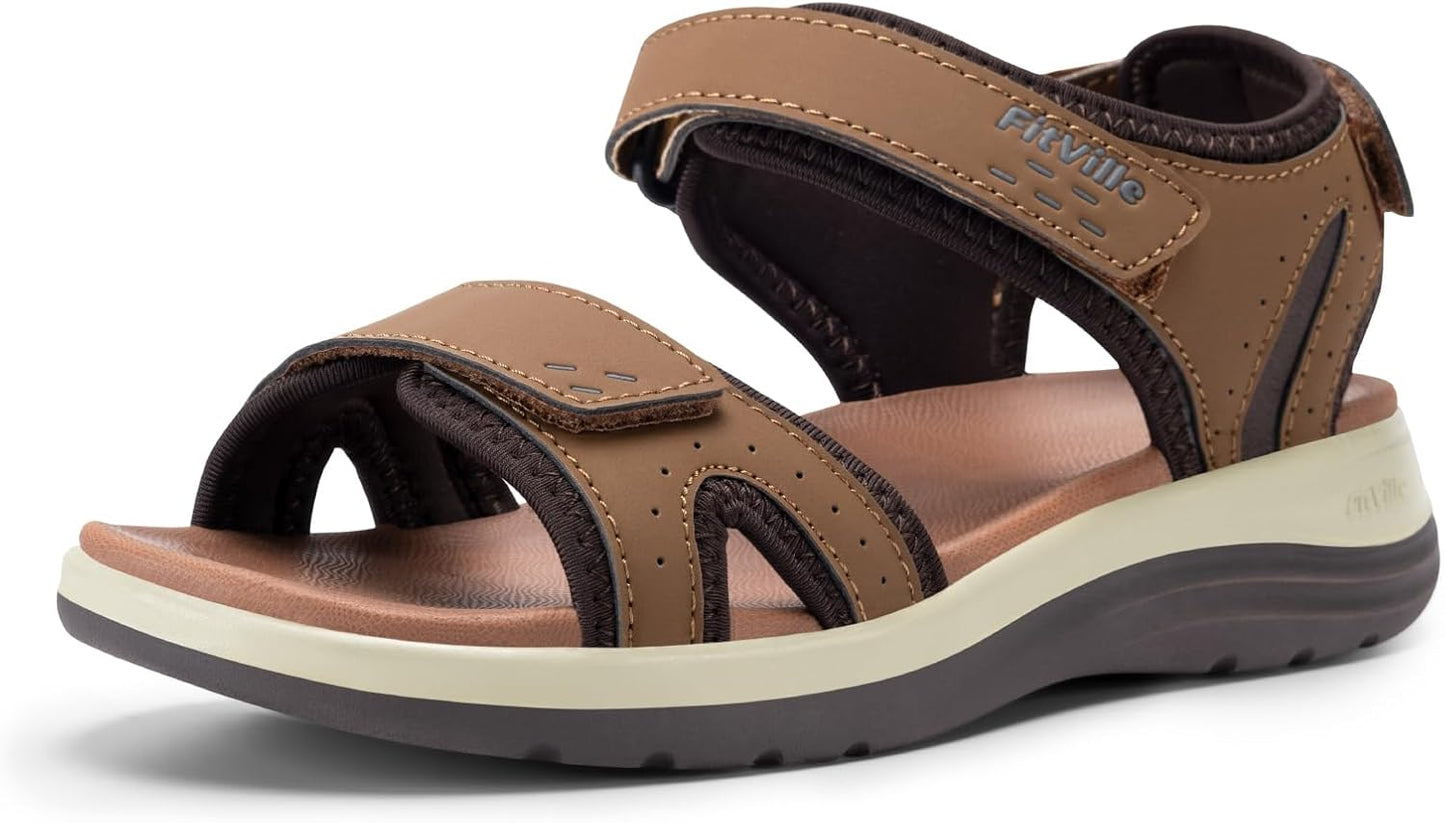 FitVille Ortho-Wide Strappy Sandals - Support & Comfort
