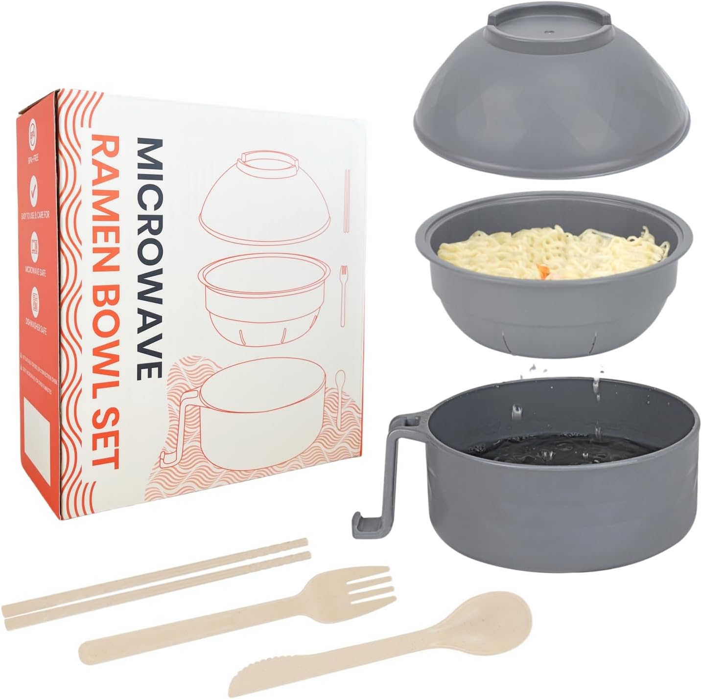Dorm Room Microwave Ramen Cooker Set - Cook Instant Noodles On The Go!