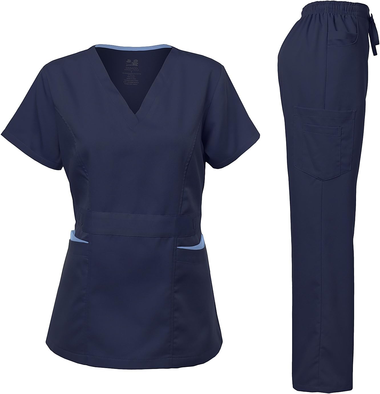 Ultra Soft Women's Scrubs Set with Contrast Pocket for Comfort