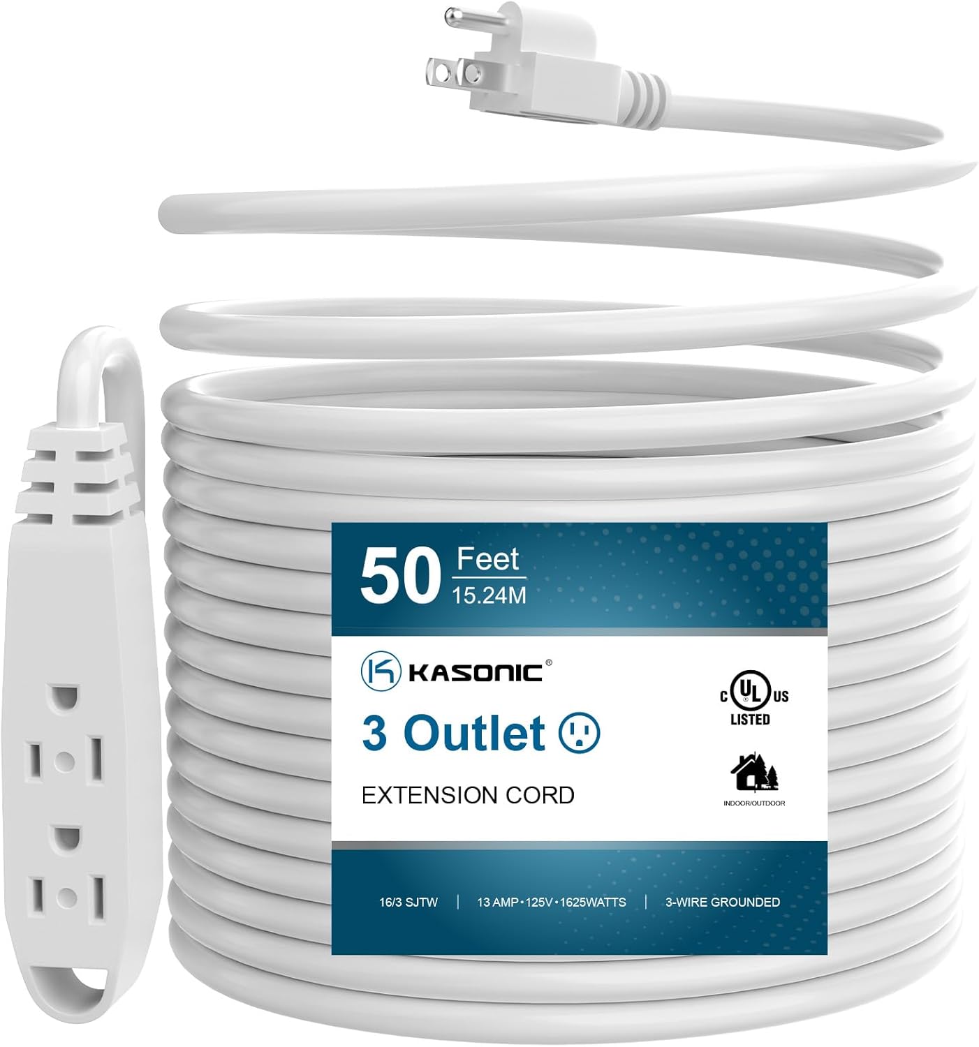 50-Feet 3 Outlet Extension Cord for Indoor and Outdoor Use