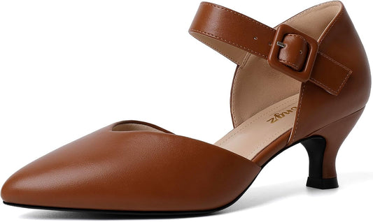 Comfortable Kitten Heels for Women with Ankle Strap Design