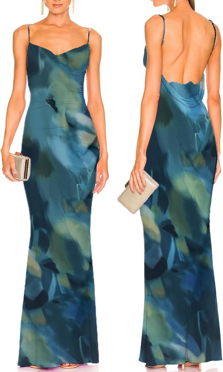 Capuffy Women Drape Neck Formal Maxi Dress for Elegant Occasions