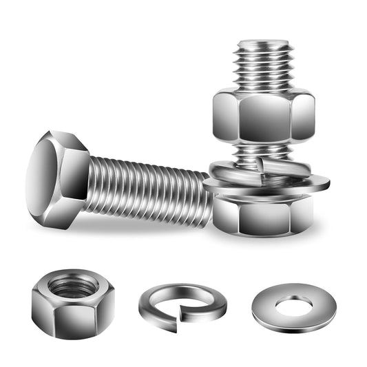 1/2-13 x 1-1/4 Hex Head Screw Bolt Set with Washers 20Pcs