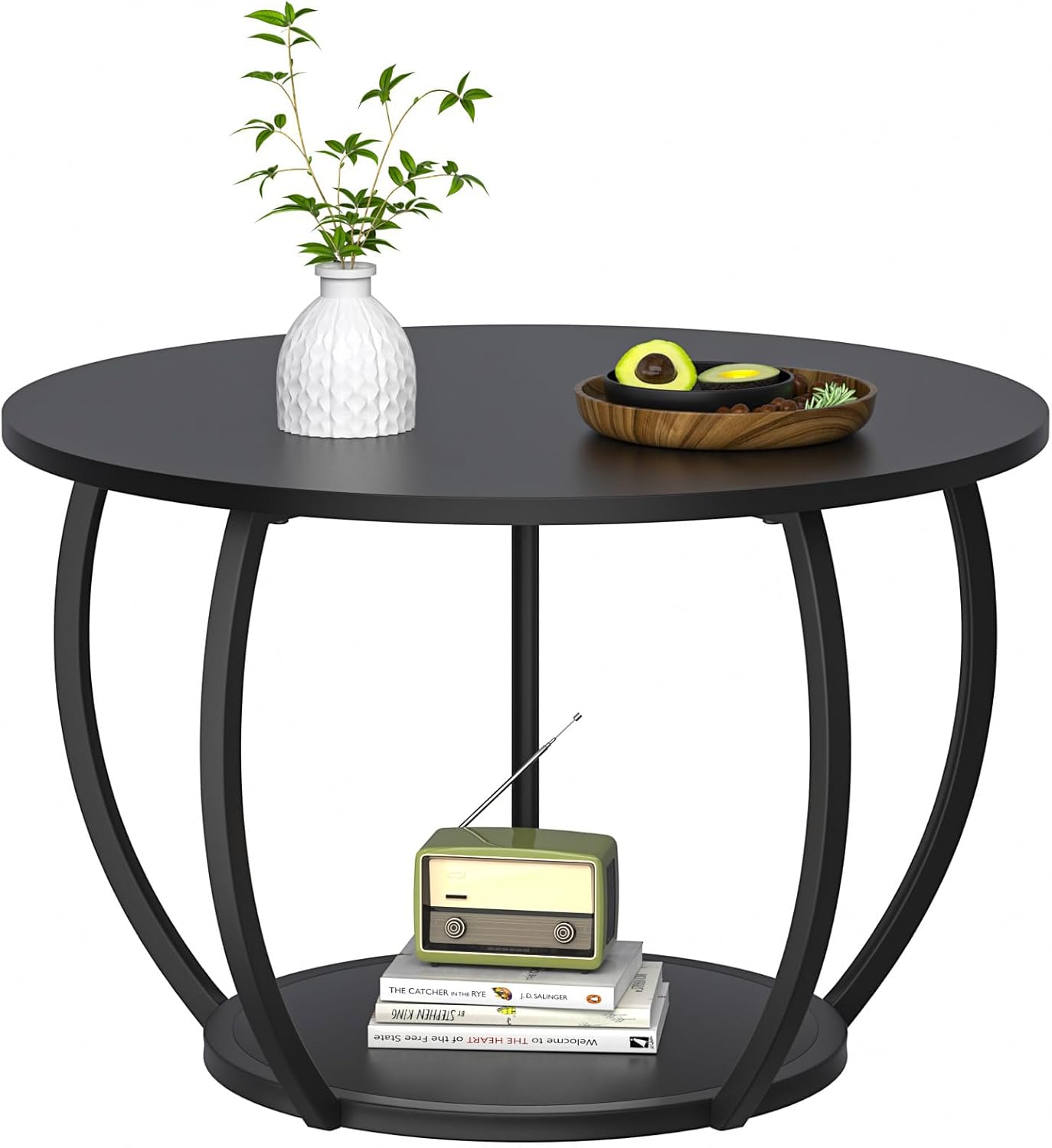GreenForest Round Coffee Table: Stylish Storage Solution