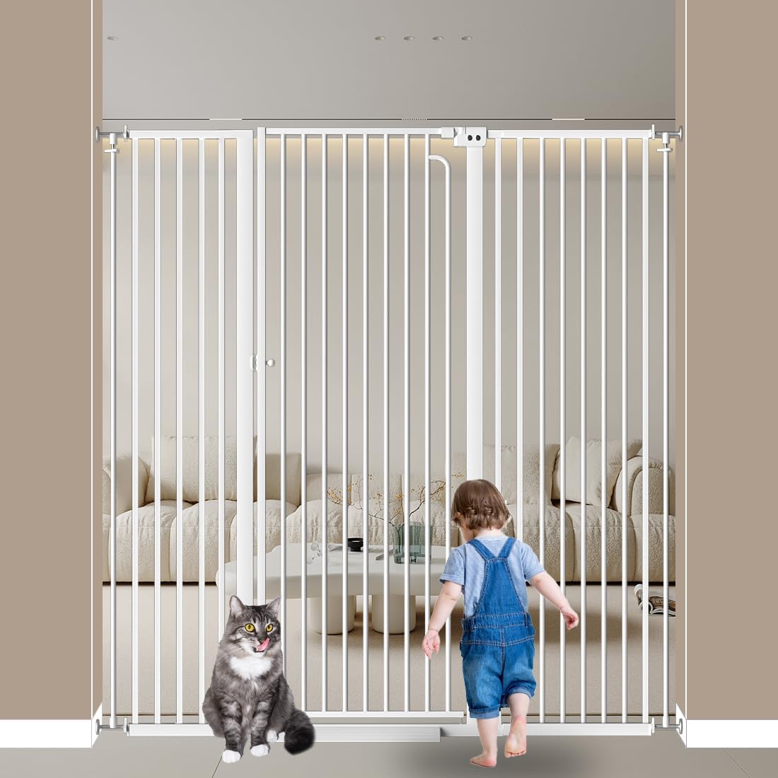 57 Inch Extra Tall Cat Gate for Doorway and Indoor Safety