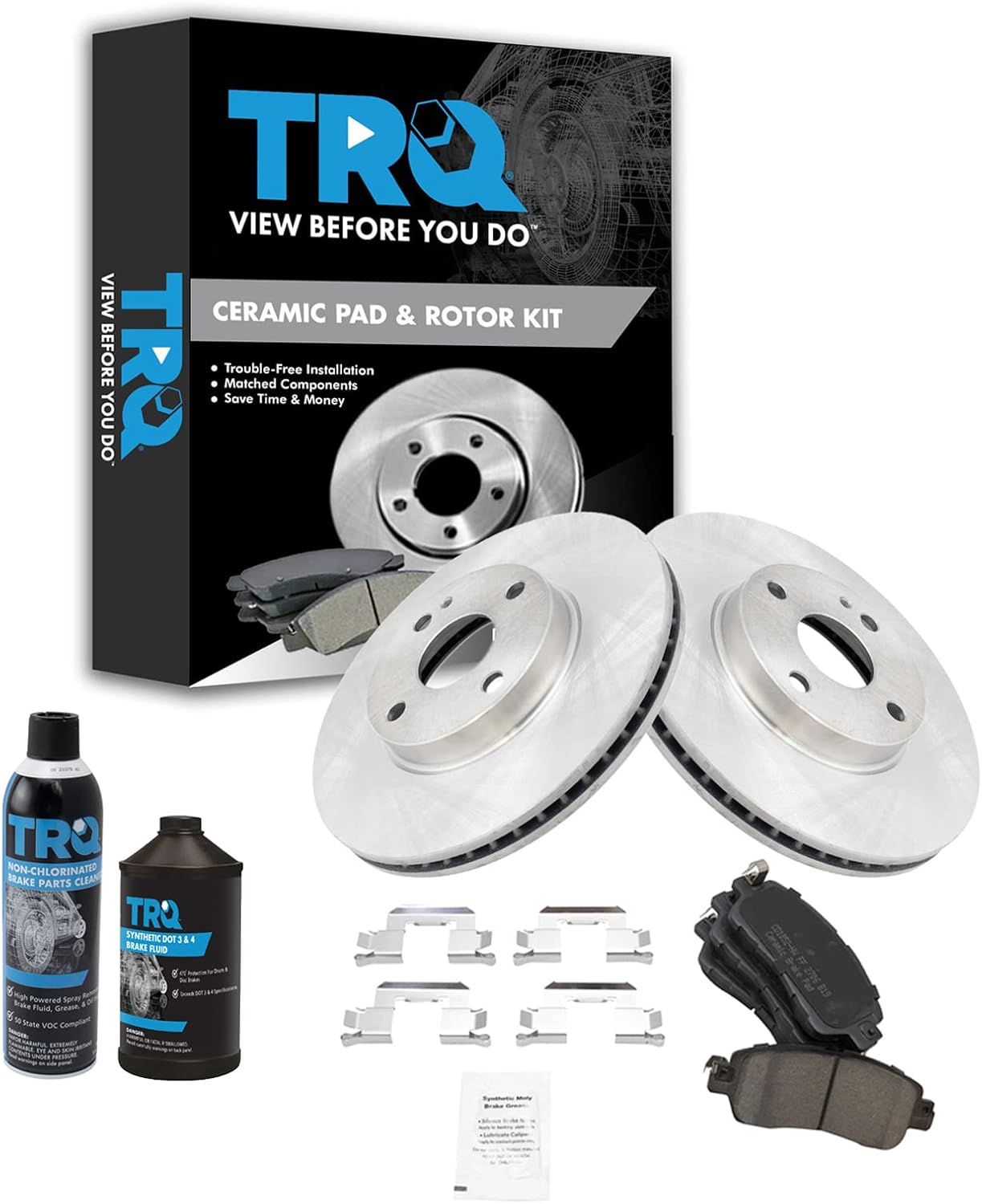 TRQ Front Brake Pad & Rotor Kit for 2016 Scion iA & 2020 Yaris