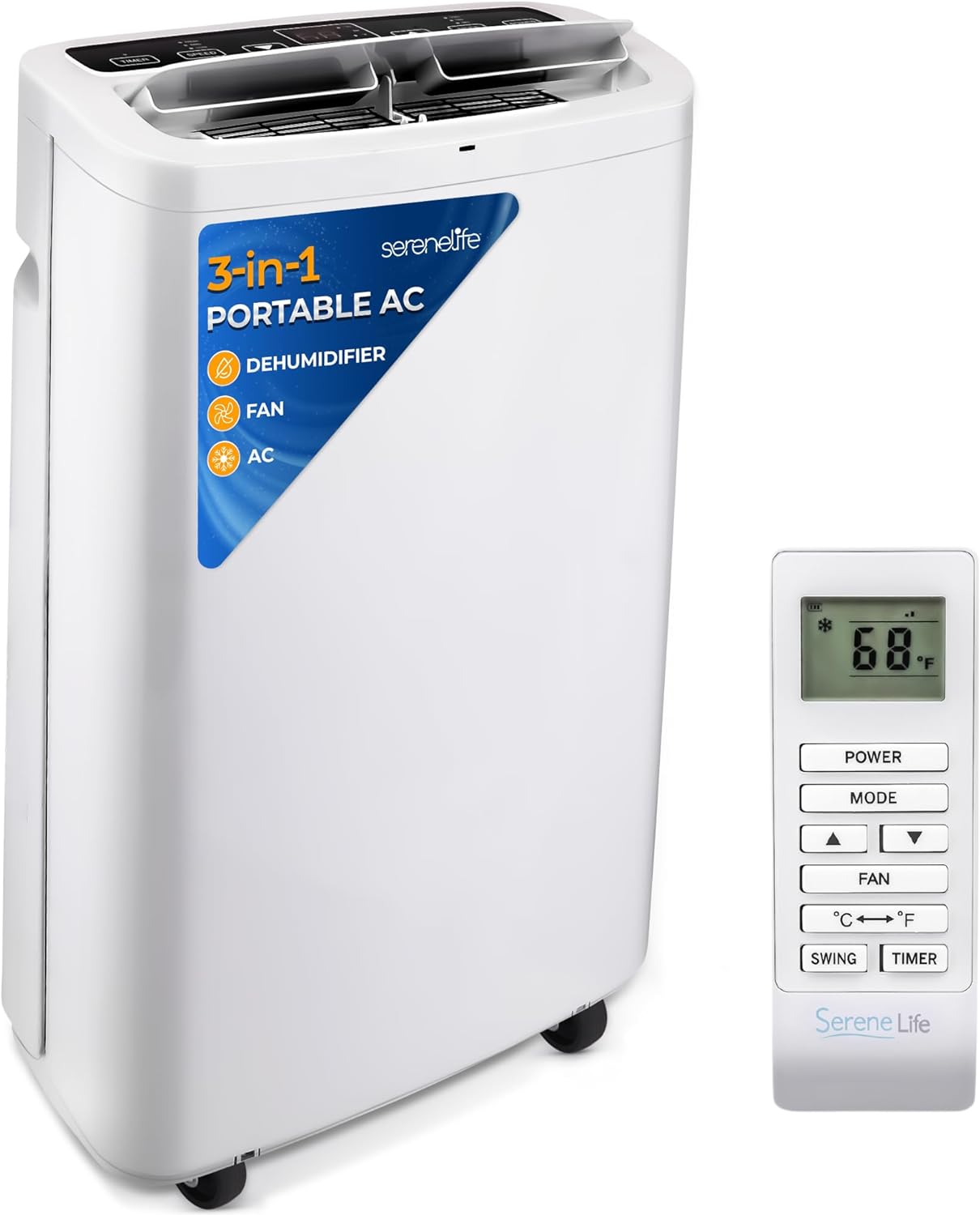 SereneLife Portable 14,000 BTU AC - Keep Rooms Cool & Dry - Remote Control