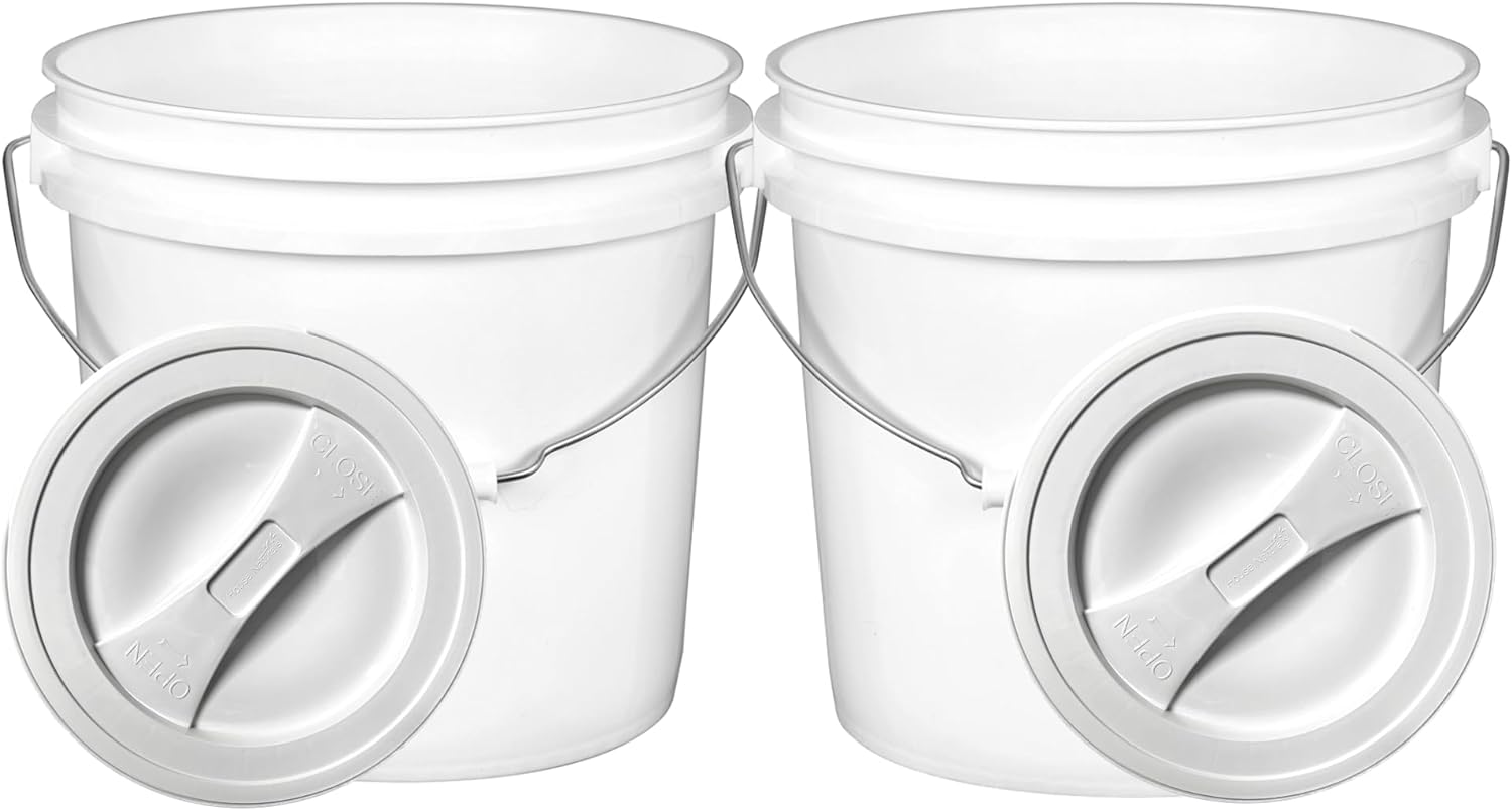 House Naturals 2 Gallon Food Grade BPA Free Bucket Container Set