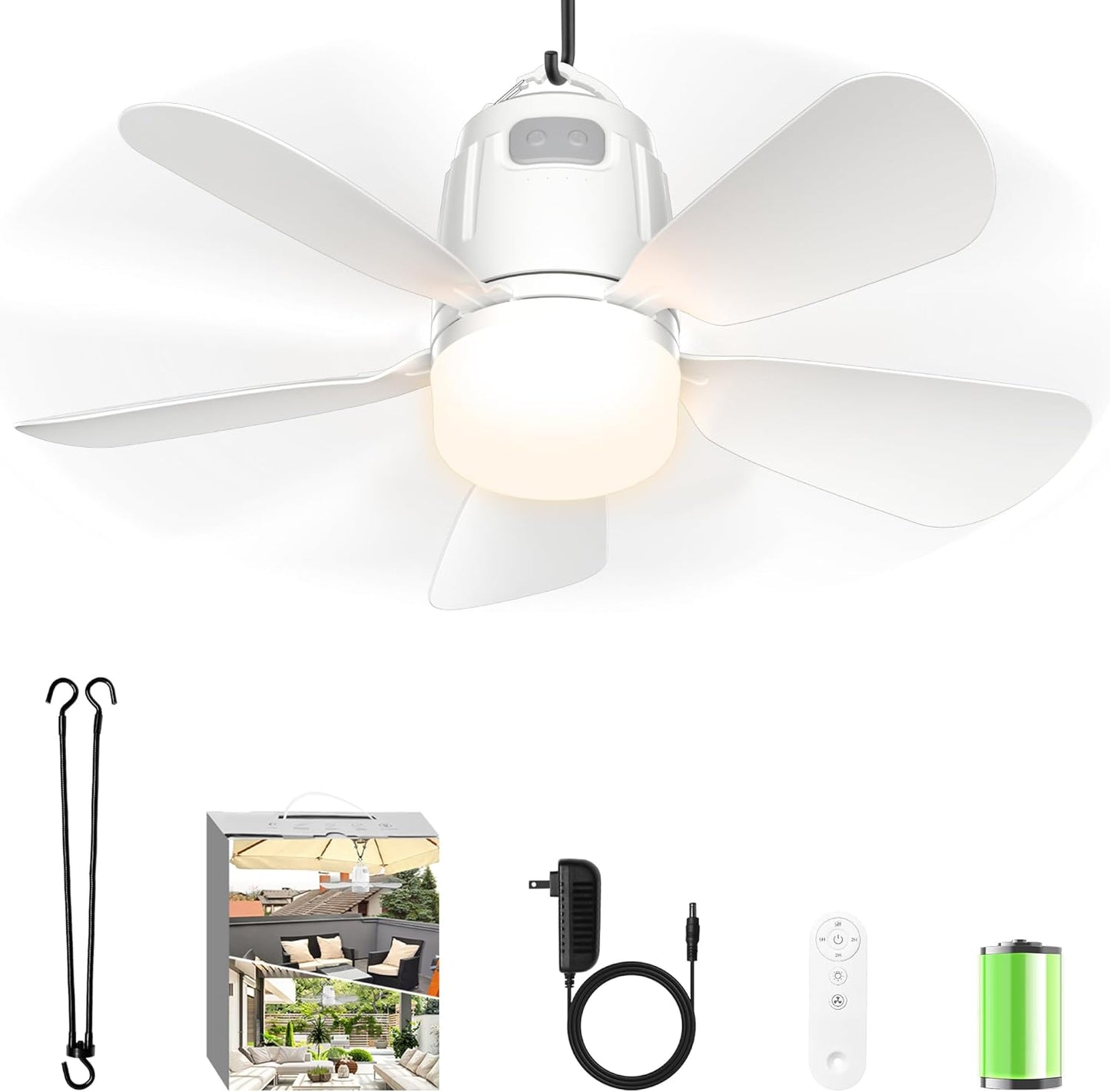 Canopy Fan 20ft' with Light and Remote Control for Outdoor Use