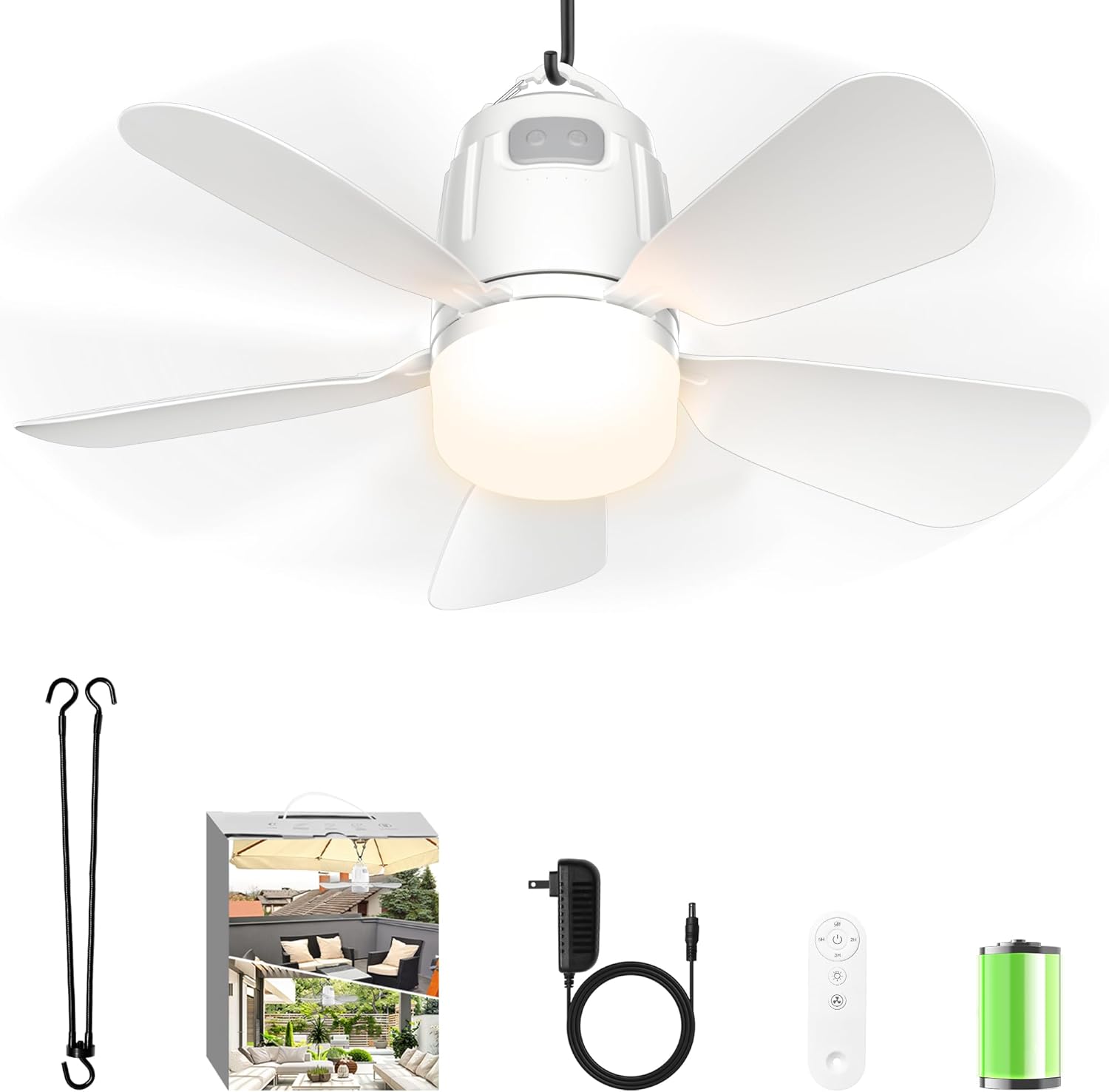 Canopy Fan 20ft' with Light and Remote Control for Outdoor Use