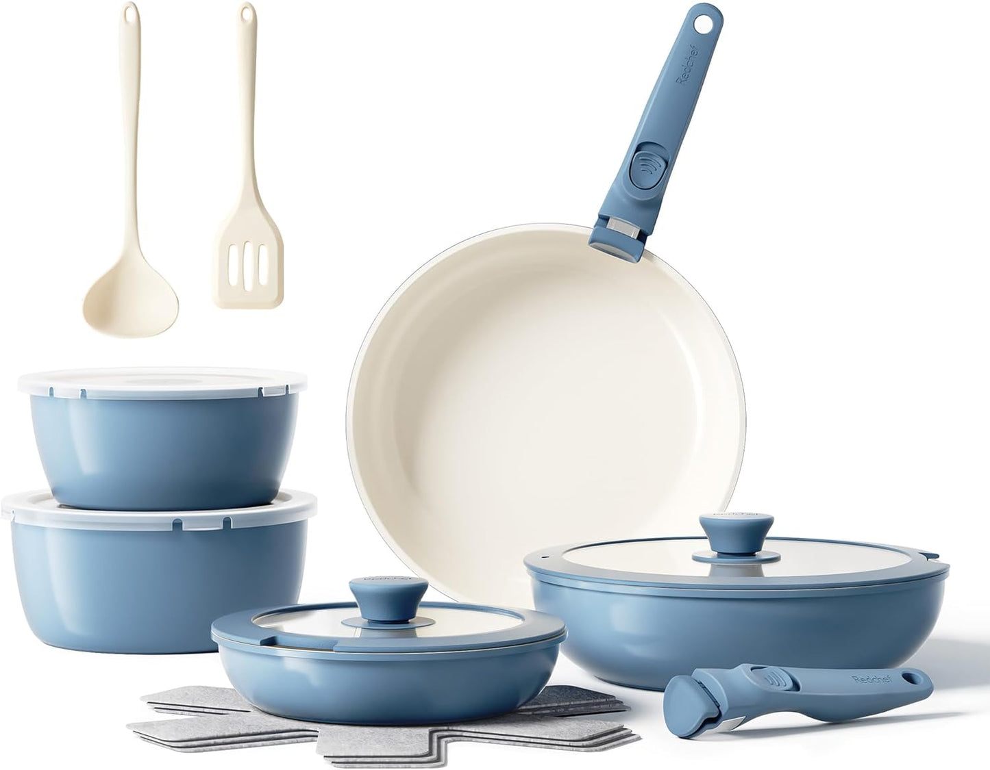 Redchef 16pcs Ceramic Nonstick Pots and Pans Set for Cooking