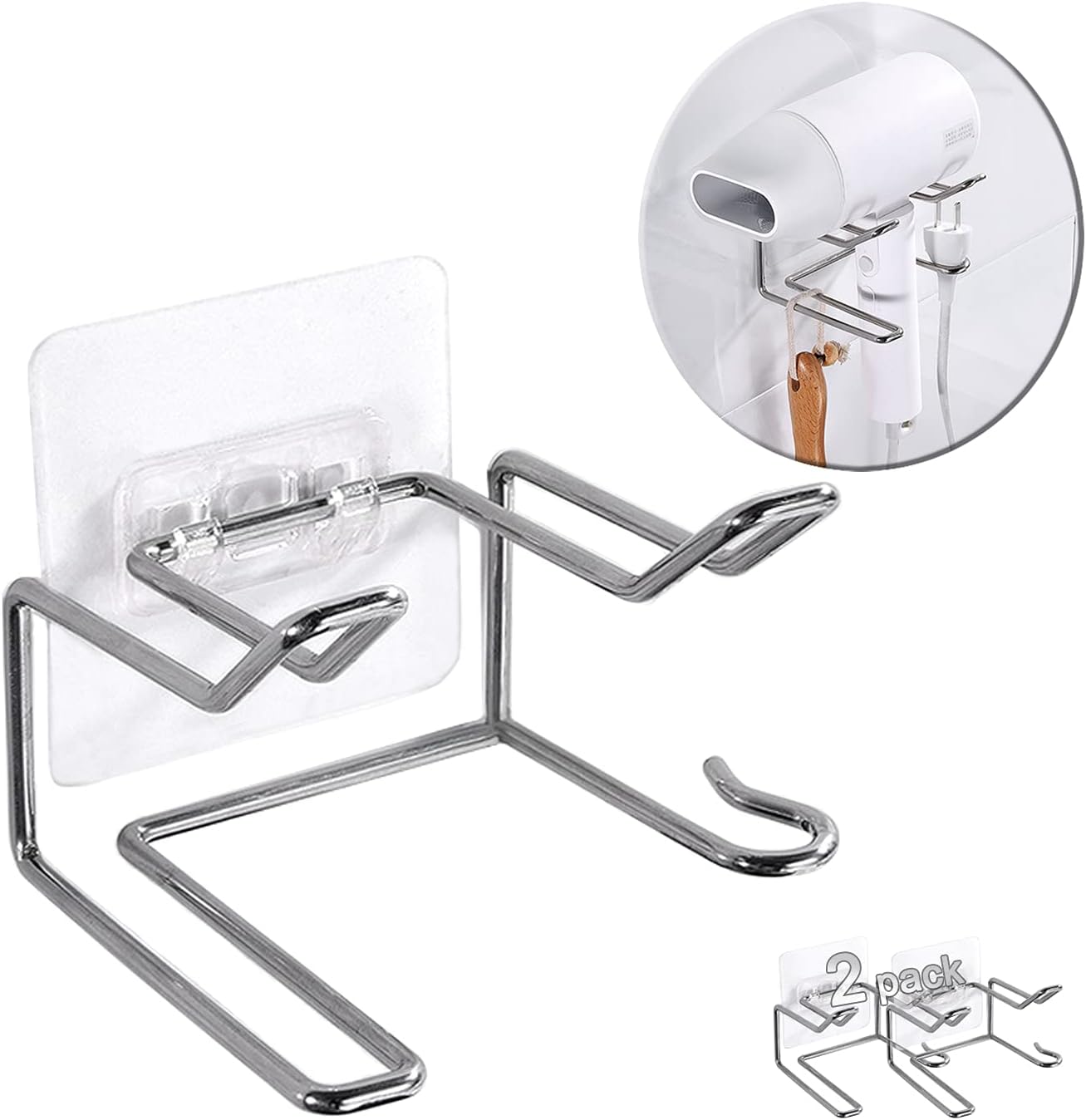 Wall Mount Hair Dryer Holder Set - Convenient Storage Solutions