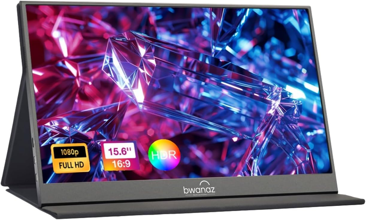 Bwanaz 15.6'' FHD Portable Monitor - Plug & Play!