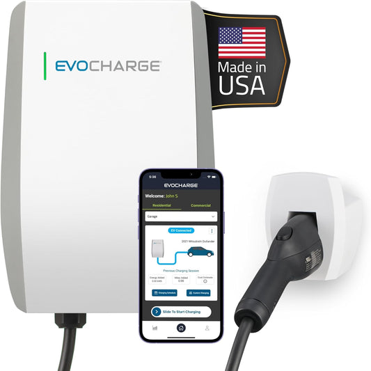 EVoCharge 50A Level 2 EV Charger: 45 Miles/Hr Speed