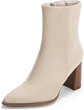 Womens Ankle Boots Pointed Toe Chunky Heel Suedette - Comfortable