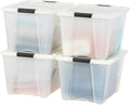IRIS USA 54 Qt Stackable Plastic Storage Bins with Lids - Pearl