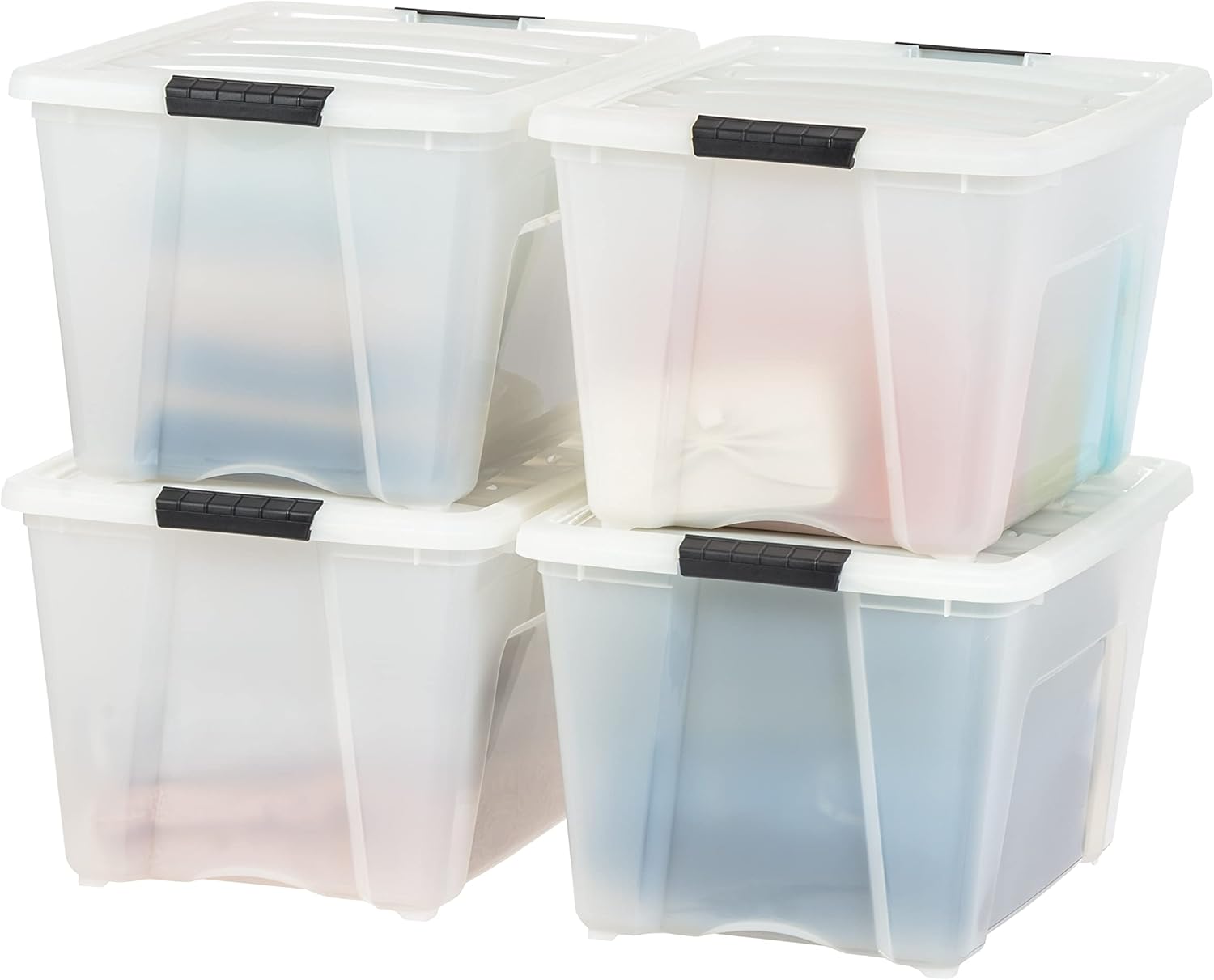 IRIS USA 54 Qt Stackable Plastic Storage Bins for Organizing