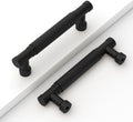 3-3/4 in Black Knurled Cabinet Handles 10 Pack - Matte Black Pulls