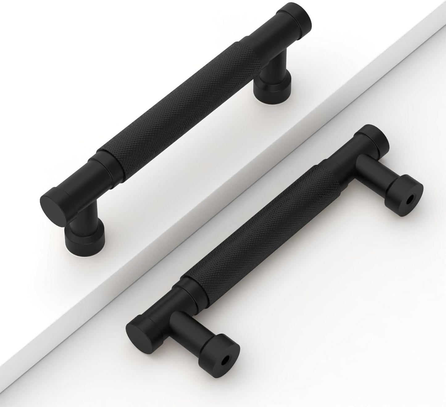 10 Pack 3-3/4in Black Knurled Cabinet Handles for Kitchen Use