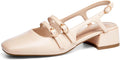 Coutgo Womens Mary Jane Chunky Low Heels Slingback Pumps (Style 34Z6)