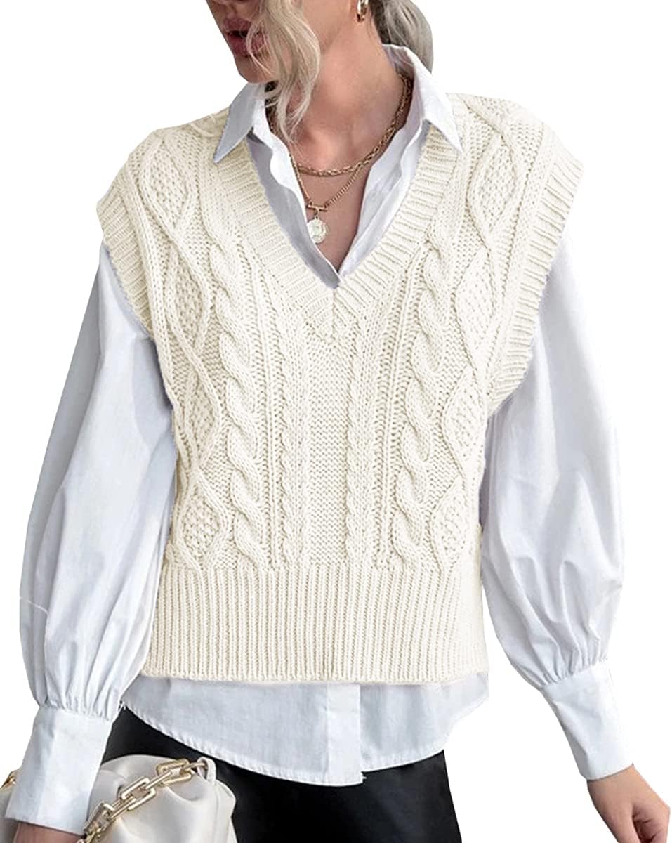 Stylish Sweater Vest for Women V Neck Sleeveless Knit Pullover
