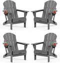 Folding Adirondack Chairs 4 Pack - Weather Resistant Patio Seating