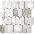 Long Hexagon Peel and Stick Backsplash Tile - Glossy Carrara White