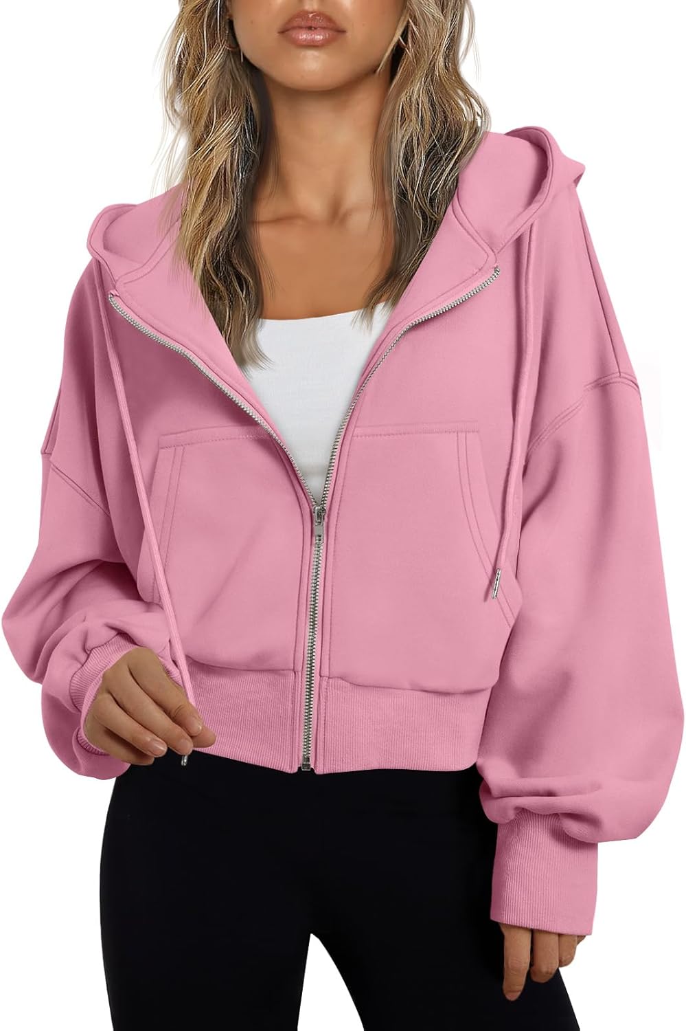 Trendy Queen Full Zip Up Cropped Hoodies for Women 2025