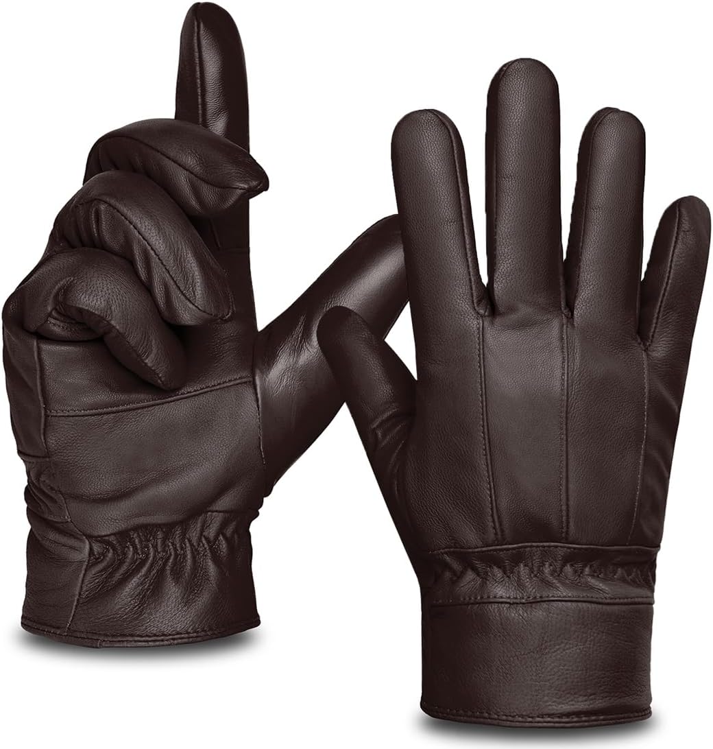 Harssidanzar Men's Sheepskin Touchscreen Gloves