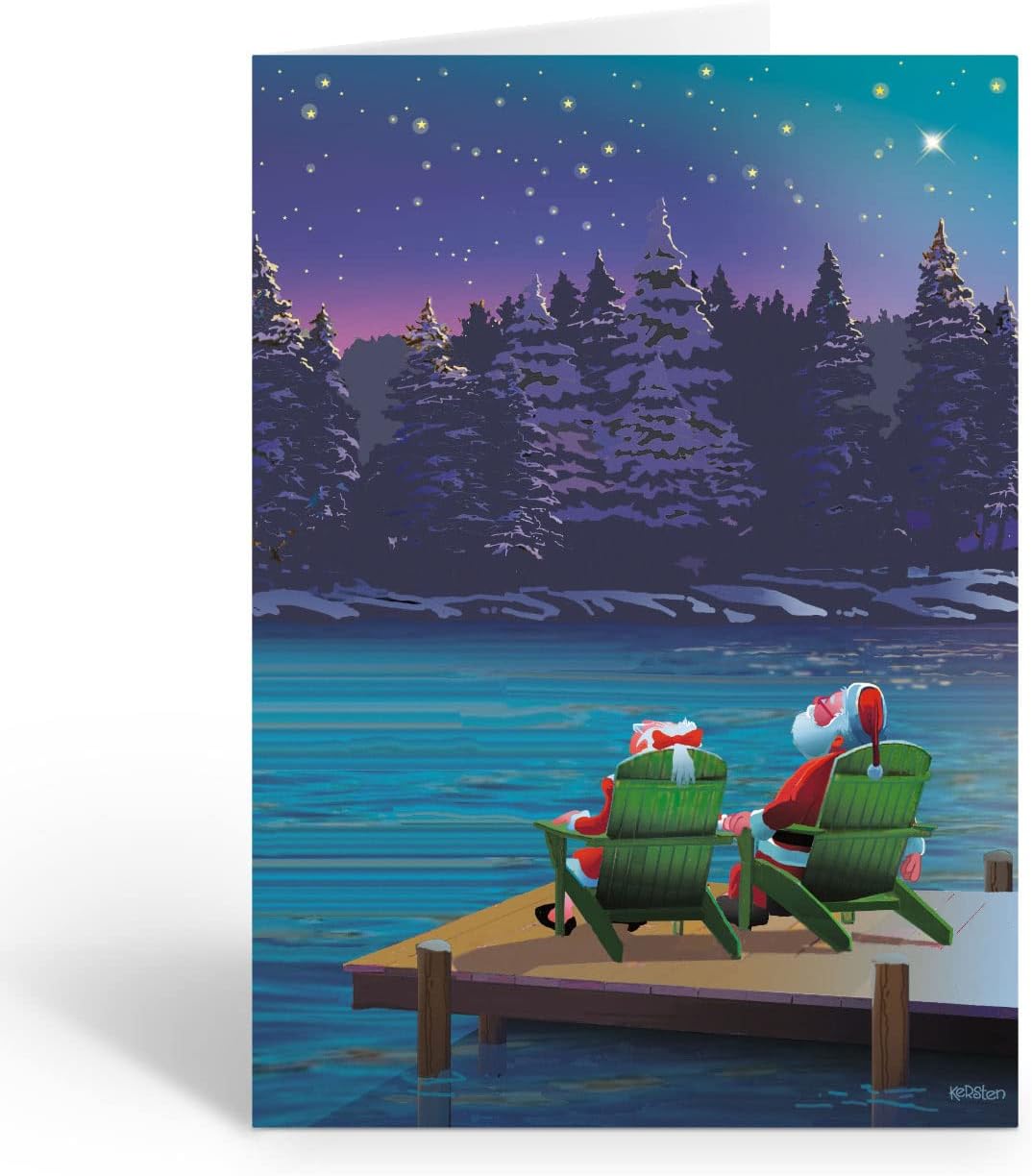 Custom Silent Night Christmas Card with Santa & Mrs. Claus