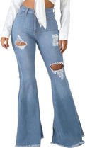 Bell Bottom Jeans for Women Ripped High Waisted Classic Flared Denim