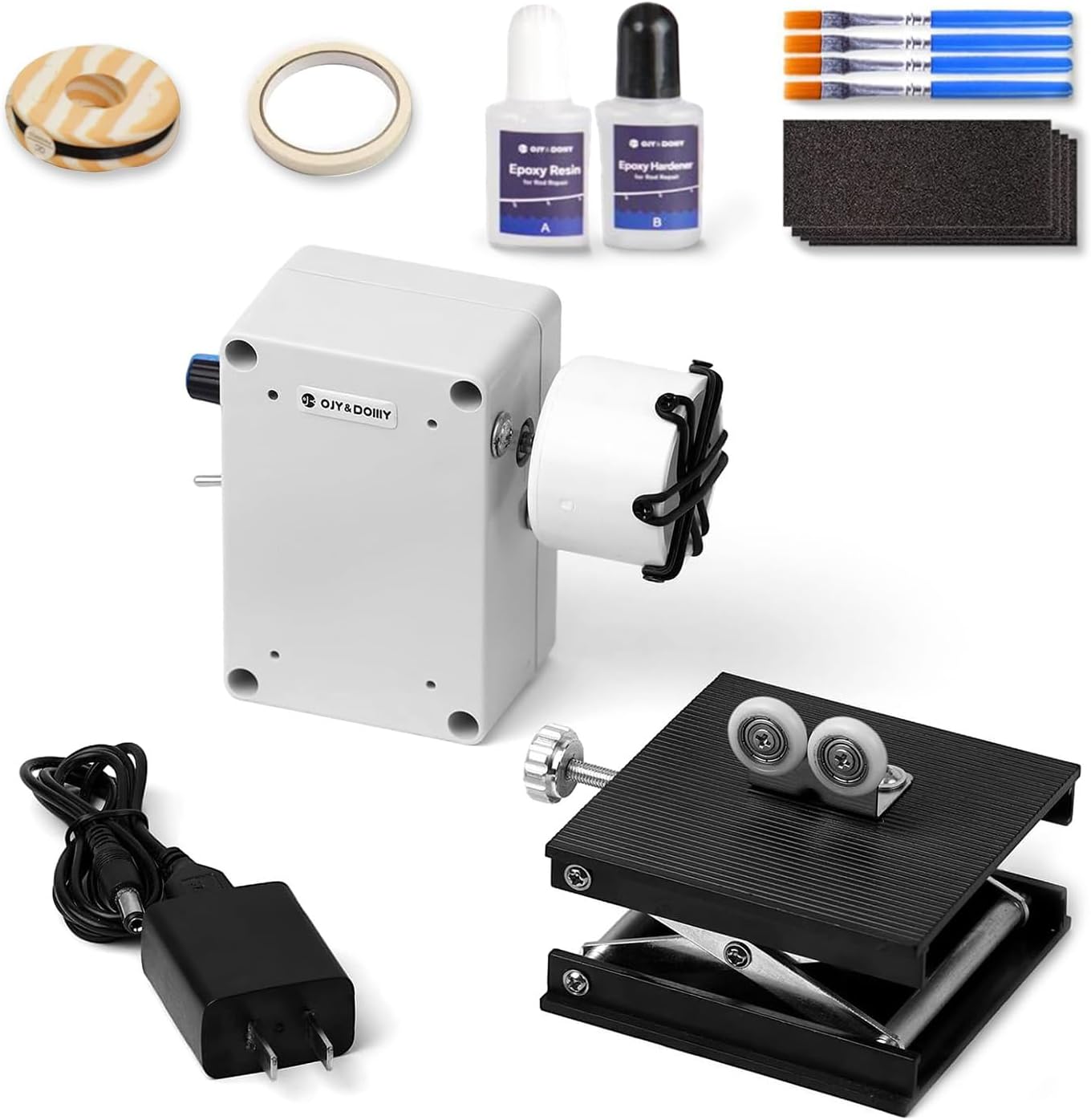 Fishing Rod Repair Kit with Winding Machine for Epoxy Drying