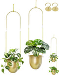 Gold Hanging Planter Set of 2 - Adjustable Rope Window Planters
