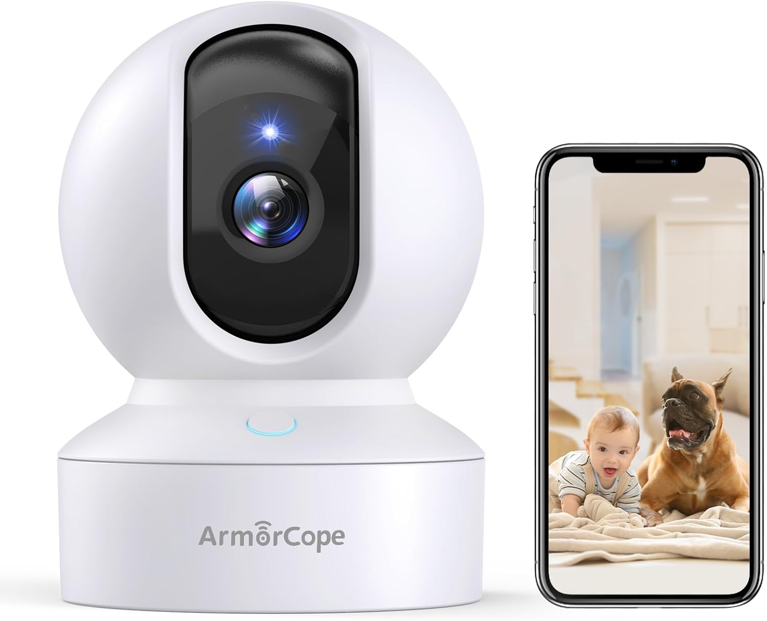 Armorcope 2K HD Pet Cam: 360 View, Baby Monitor, Night Vision