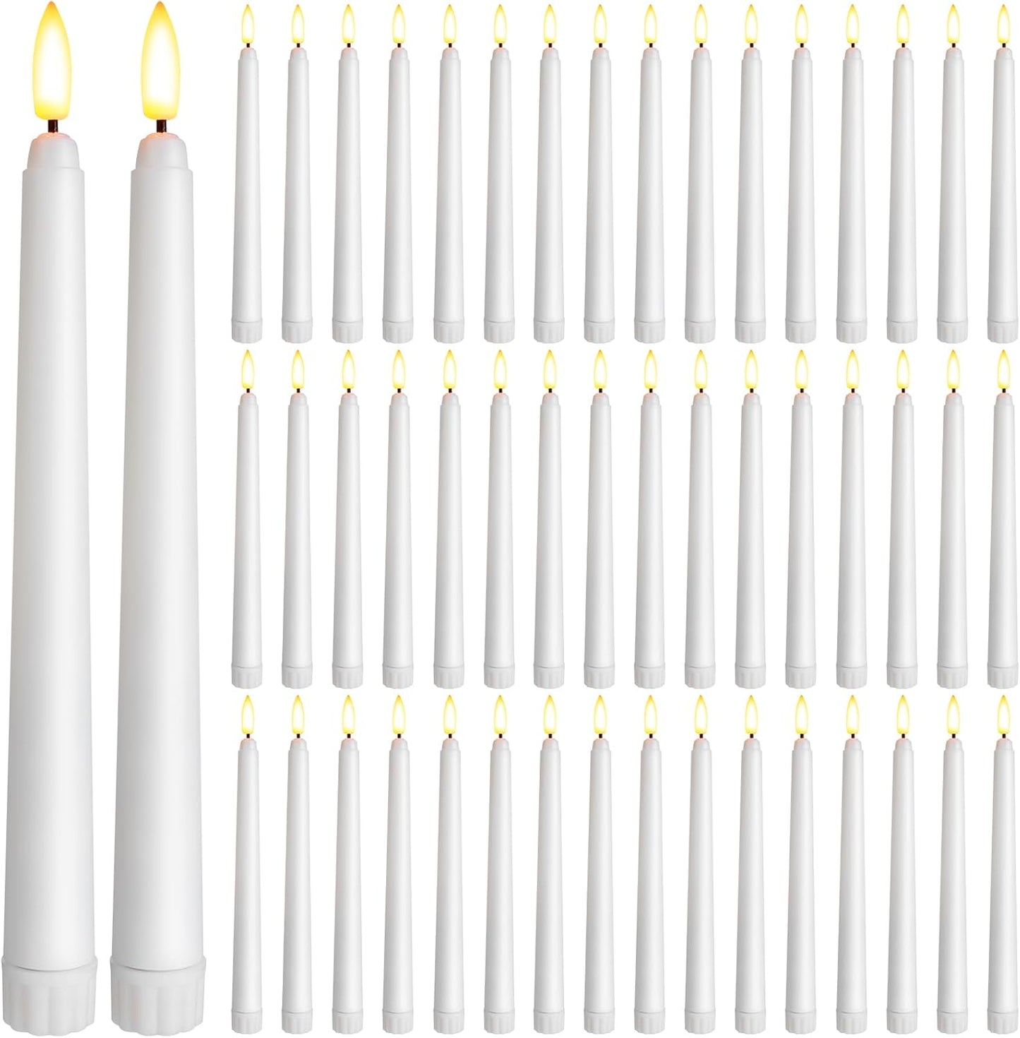 50 Pcs 8.5 Inch Flameless Taper Candles for Home Decor