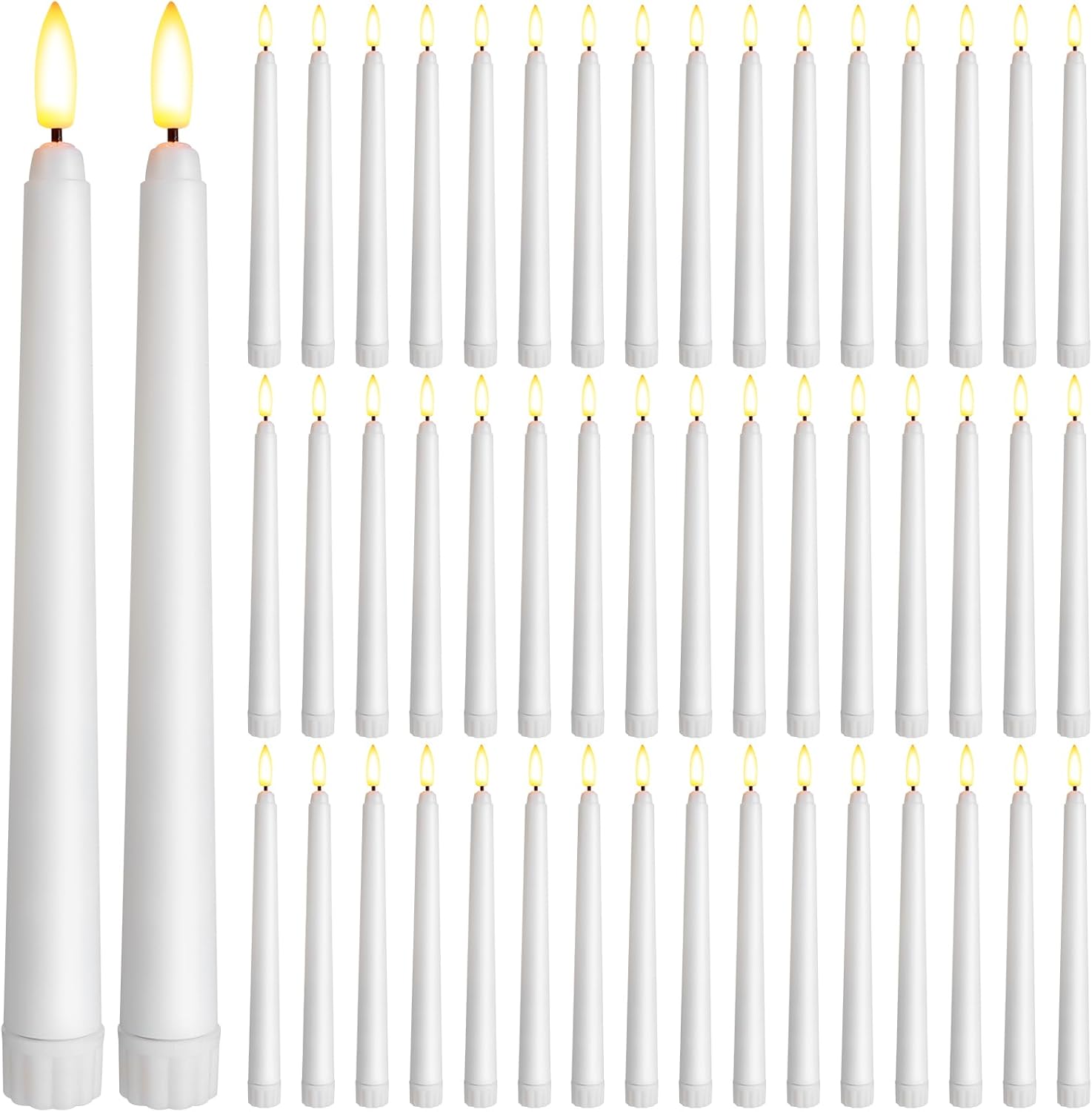 50 Pcs 8.5 Inch Flameless Taper Candles for Home Decor