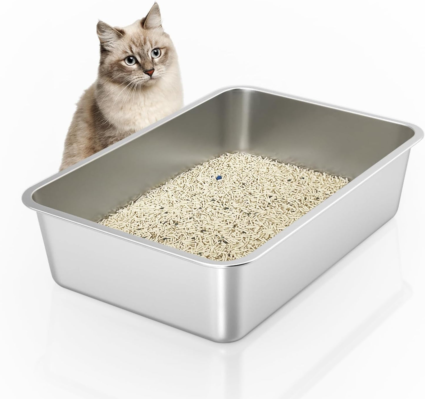 IKITCHEN Stainless Steel Cat Litter Box for Easy Cleaning