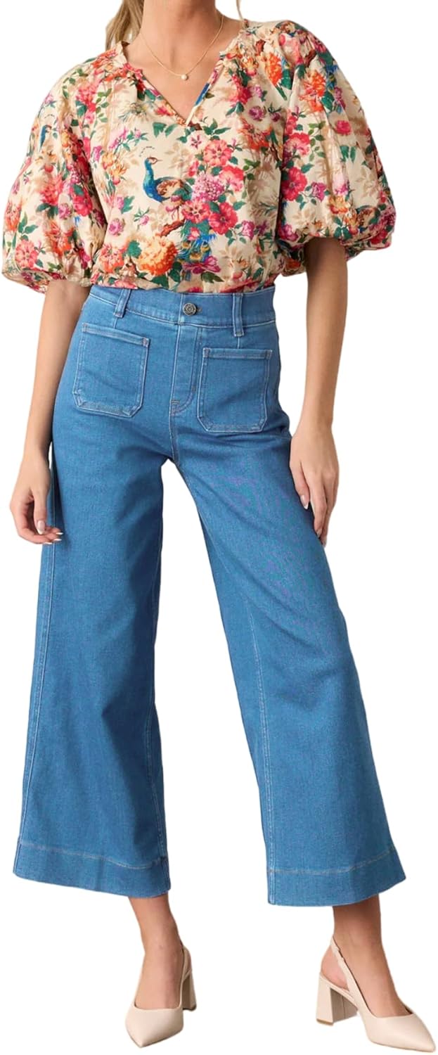 Stylish Women's High Waisted Cropped Wide Leg Jeans for All Occasions