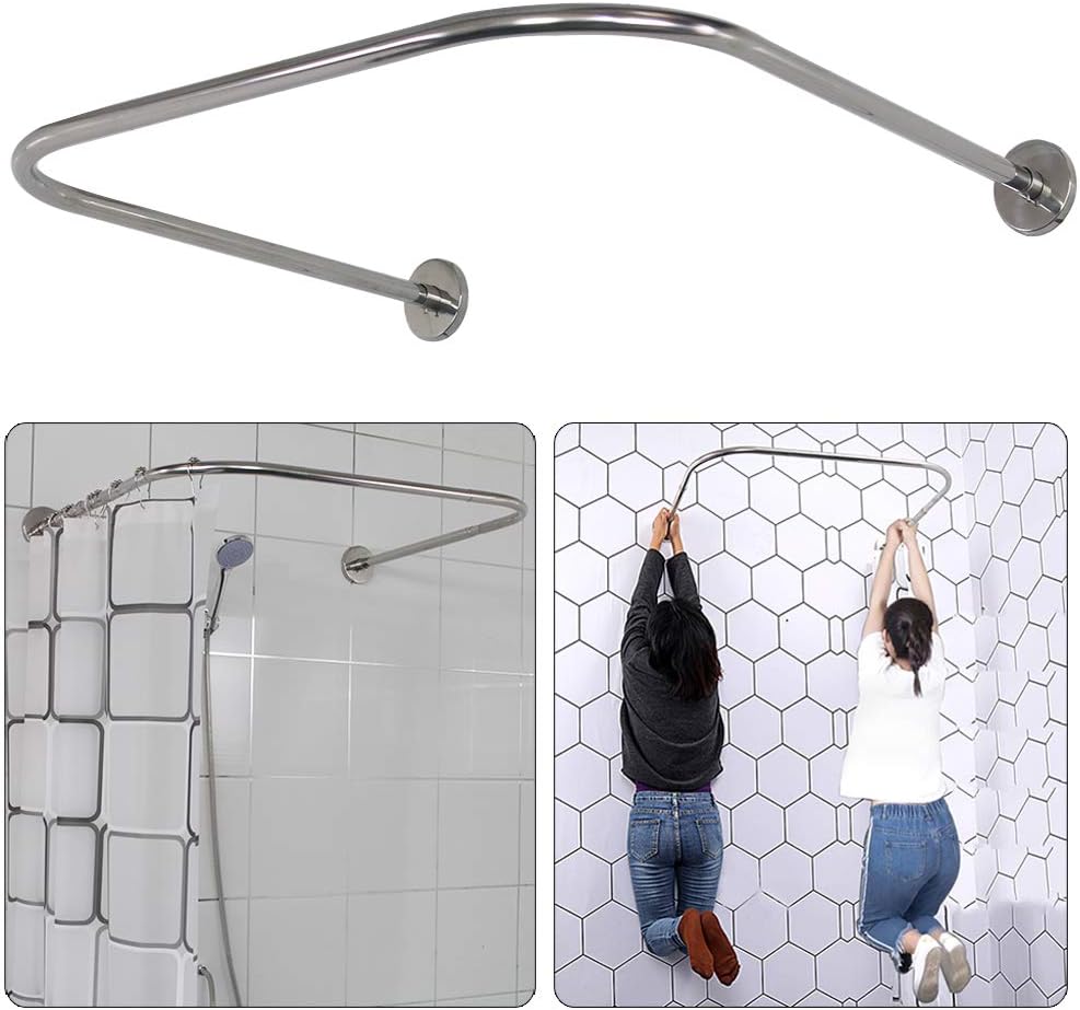 U Shaped Shower Curtain Rod - Adjustable 304 Stainless Steel Rack