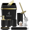 9PCS Bathroom Accessory Set Black with 4 Gallon Trash Can - Stylish