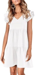 Zwurew Summer Babydoll Dress 2025 - Flowy Ruffle Cap Sleeve Mini