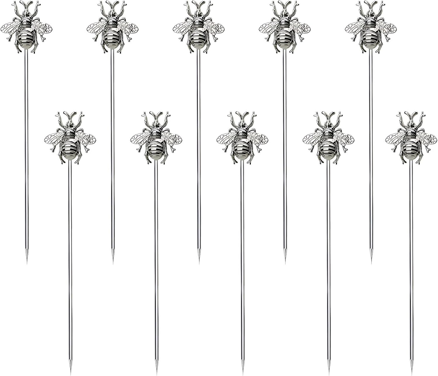 Reusable Stainless Steel Cocktail Picks - Set of 10
