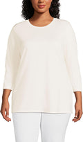 Lands' End Women's 3/4 Sleeve Supima Cotton Crewneck Tunic - Soft has