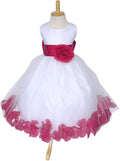 Rose Petal White Tulle Satin Flower Girl Gown - Full (Style CKWP)