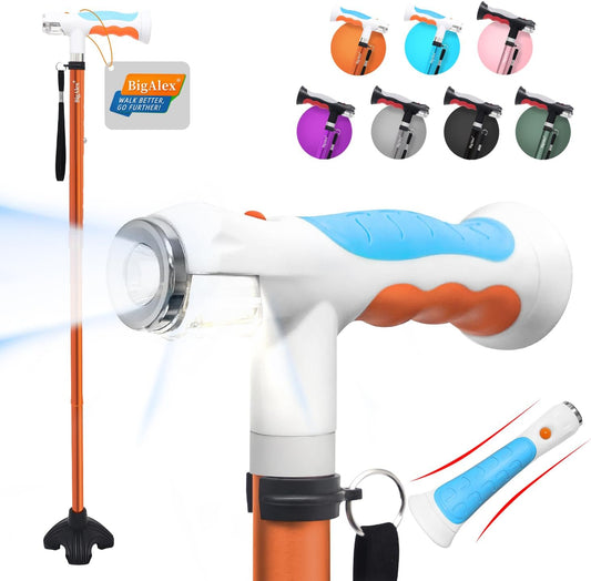 BigAlex Folding Walking Cane with LED Lights for Elderly Use
