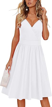 VOTEPRETTY Women's V Neck Floral Spaghetti Strap Sundress