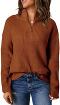 Dokotoo Womens 1/4 Zip V Neck Pullover Sweater - Soft Warm Everyday Is