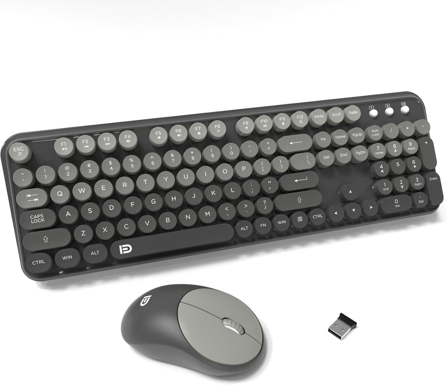 FOPETT Wireless Keyboard and Mouse Combo - Retro Typewriter Design