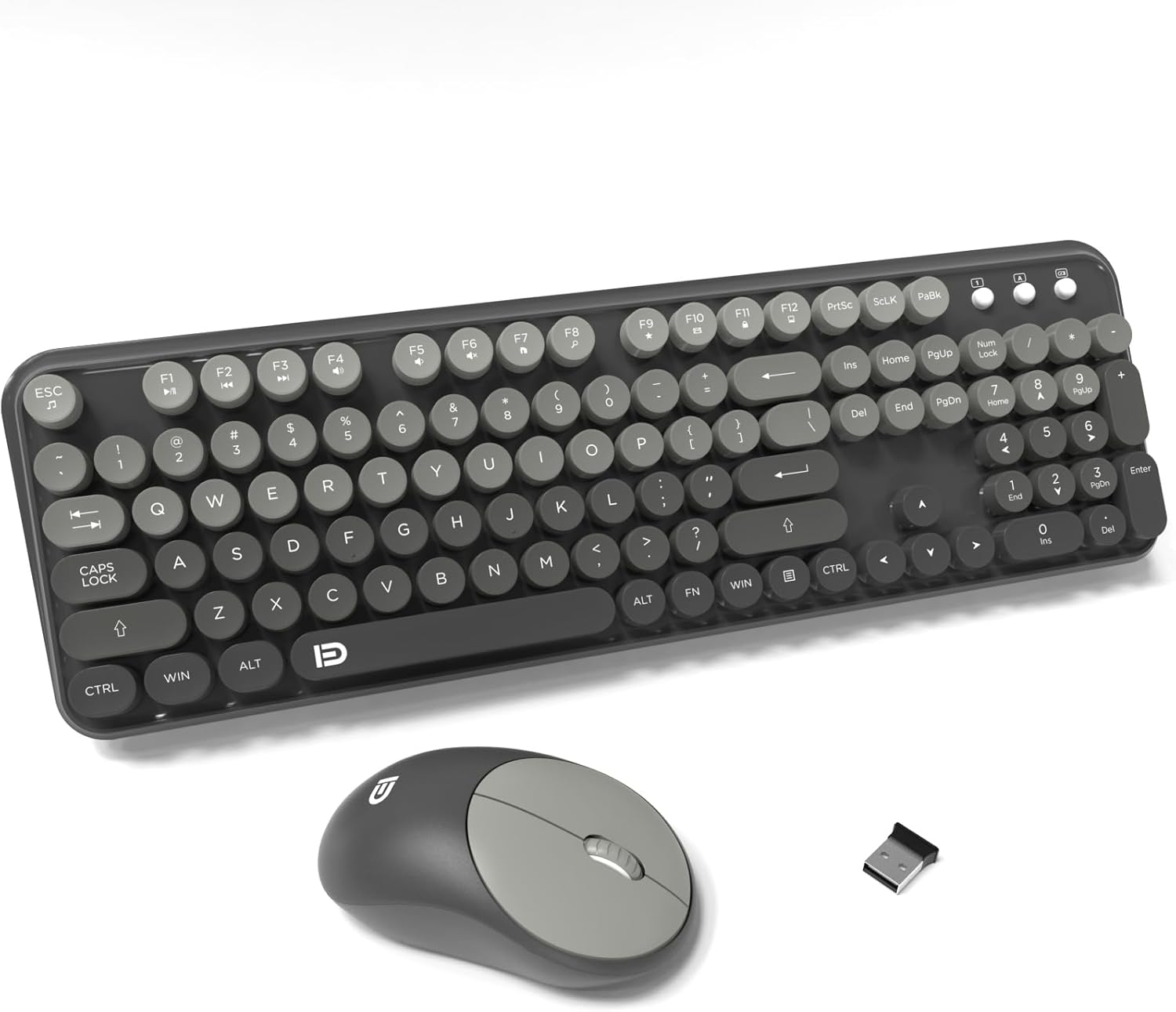FOPETT Wireless Keyboard and Mouse Combo - Retro Typewriter Design