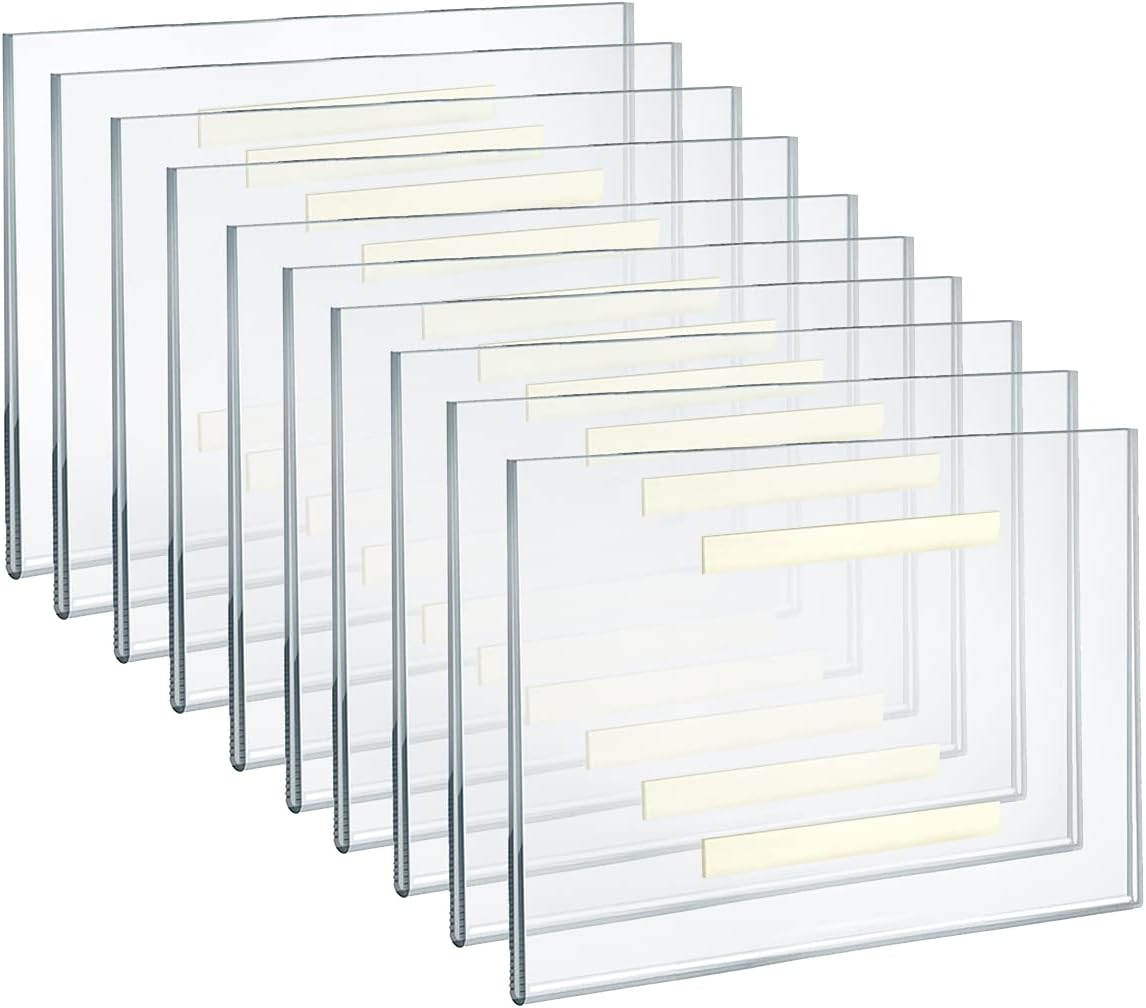 Self Adhesive Clear Acrylic Wall Sign Holder Frame 10in W x 8in H